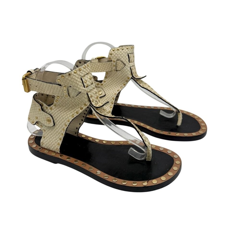 Isabel Marant Johanna ivory snake texture flat sandals - Size 7 - Picture 4 of 10